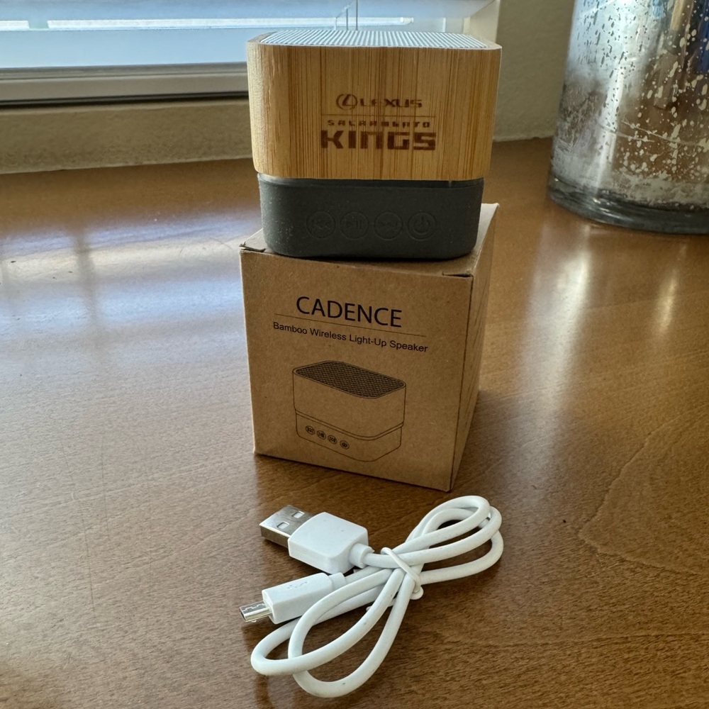 Bamboo Wireless Light-Up Speaker - Natural and Gray